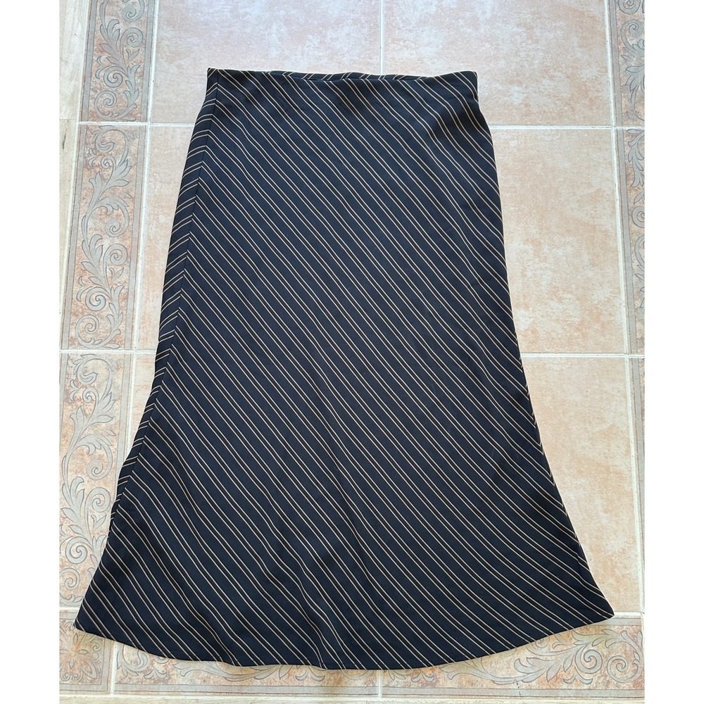 Rachel Zoe‎ Striped Midi Skirt A-Line Casual Black Size: 8 New No tags!